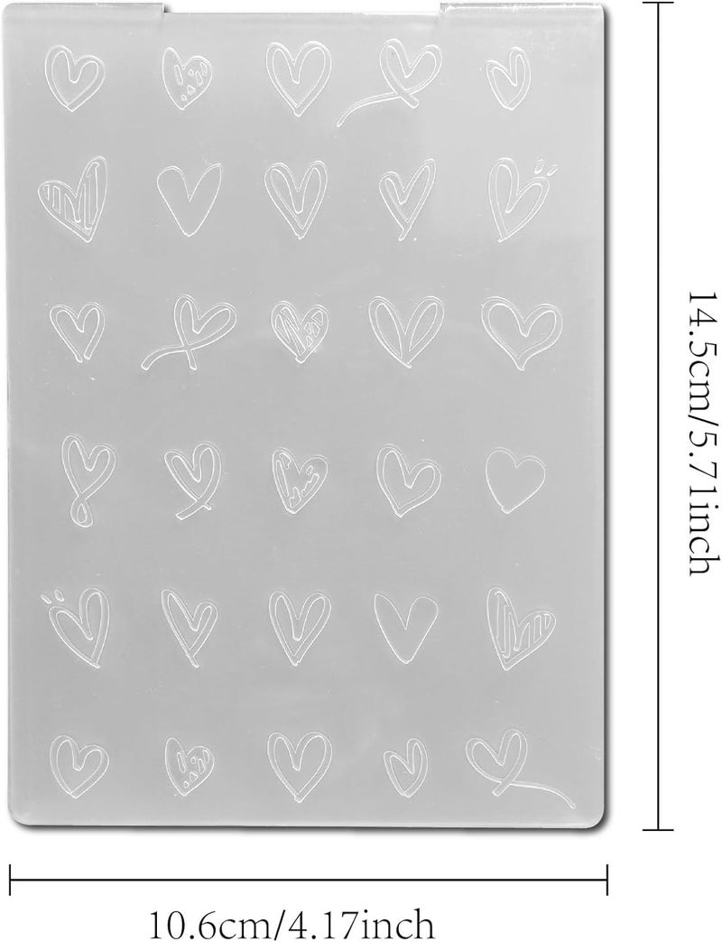 Arbuya Heart Plastic Embossing Folders for Card Making Hearts Background Embossing Folder for Scrapbooking Pages Paper Crafting Clay Decoration - Image 2